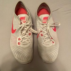 Nike white and pink running shoes